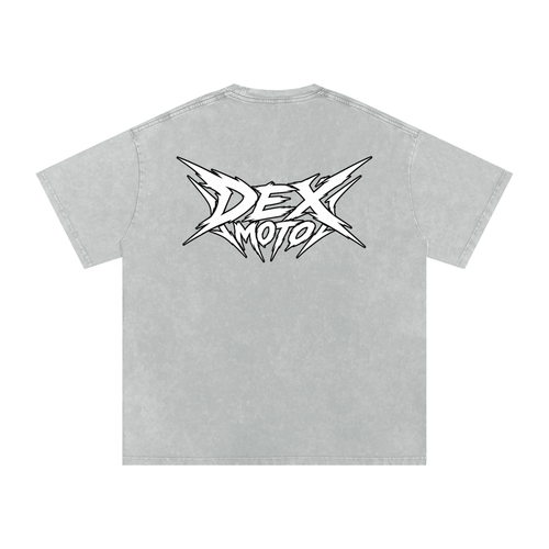 Dex Moto Grey Acid Wash Tee